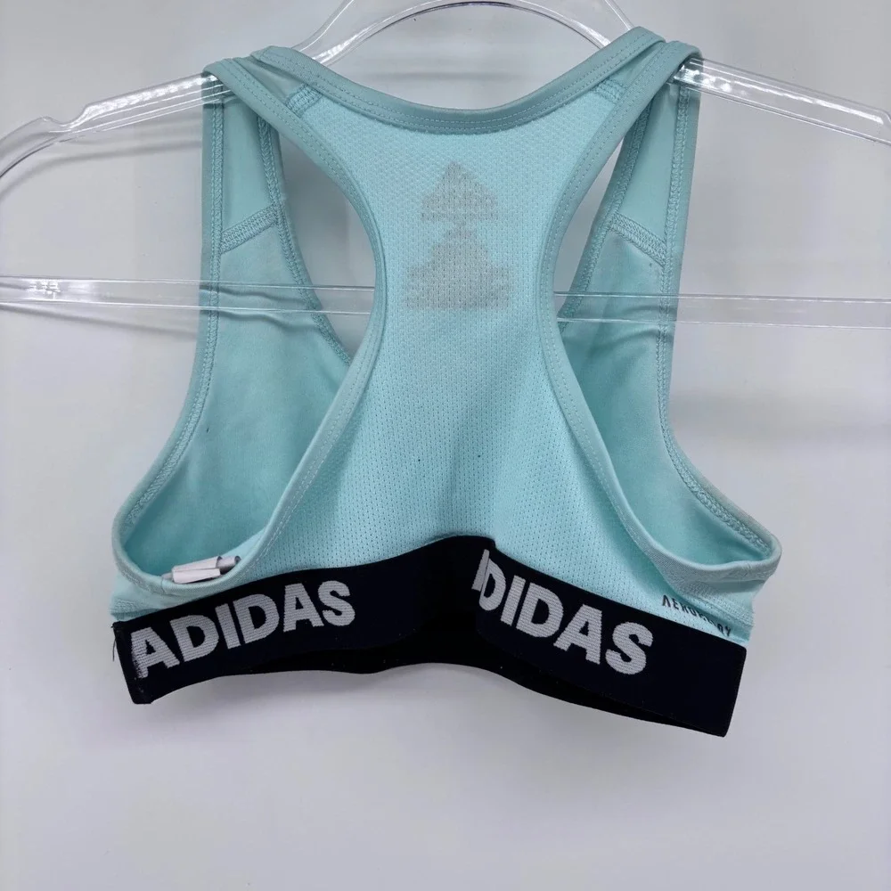 Adidas Racerback Sports Bra Light Blue Logo Activewear‎ Girls Size L